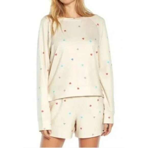 Wildfox $160 Lounge Set Womens Medium Hearts Sweatshirt & Short NWT - Picture 5 of 7